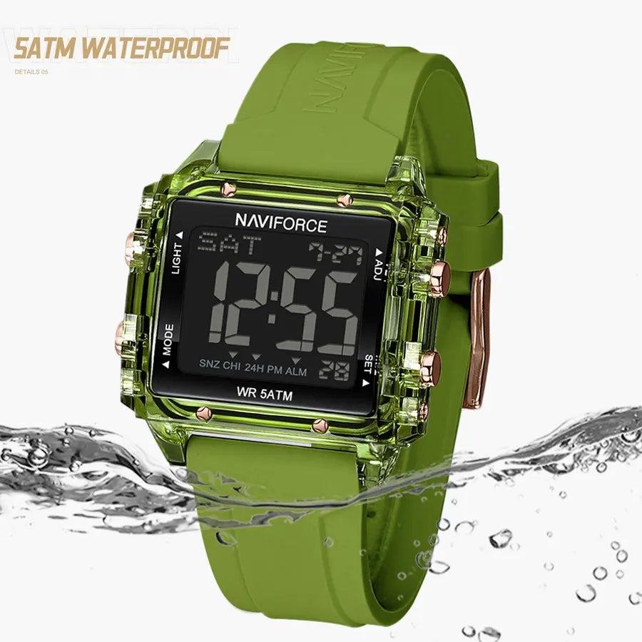 High Quality Women's Watch Waterproof Silicone Strap Fashion Sport Electronic Luminous Wristwatches