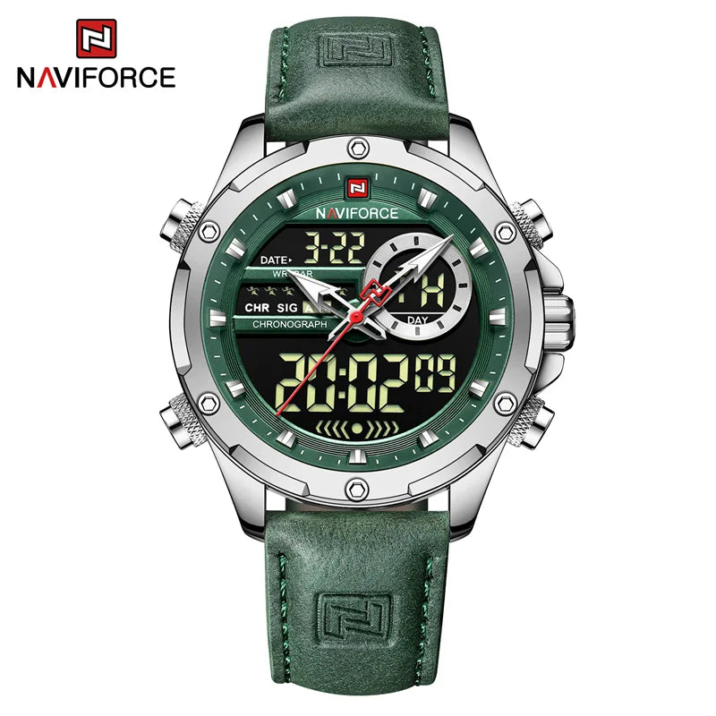 Watches For Men Casual Sports Chronograph Alarm Quartz Wrist Watch Leather Waterproof Watch