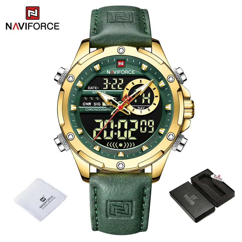 Watches For Men Casual Sports Chronograph Alarm Quartz Wrist Watch Leather Waterproof Watch