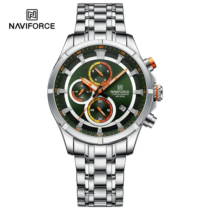 Watch for Men Stainless Steel Strap Chronograph Watch Gents Sport Casual Waterproof Quartz Wristwatch