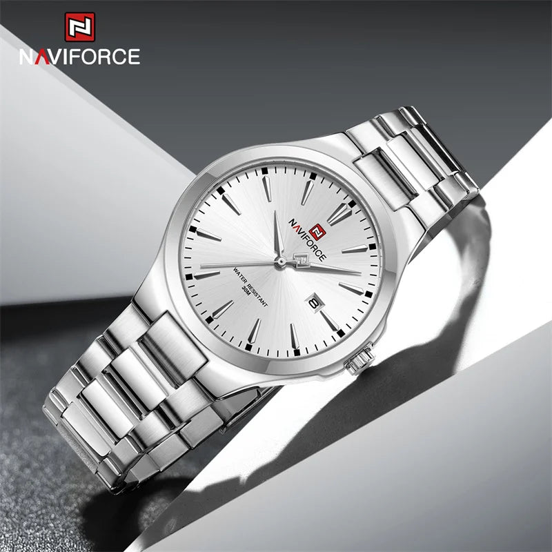 Luxury Fashion Men's Watches Stainless Steel Strap Business Waterproof Date Quartz Wristwatch