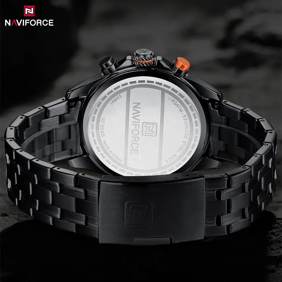 Men Watch Waterproof Luminous Sport Stainless Steel Strap Date Quartz Wristwatch Chronograph Watch