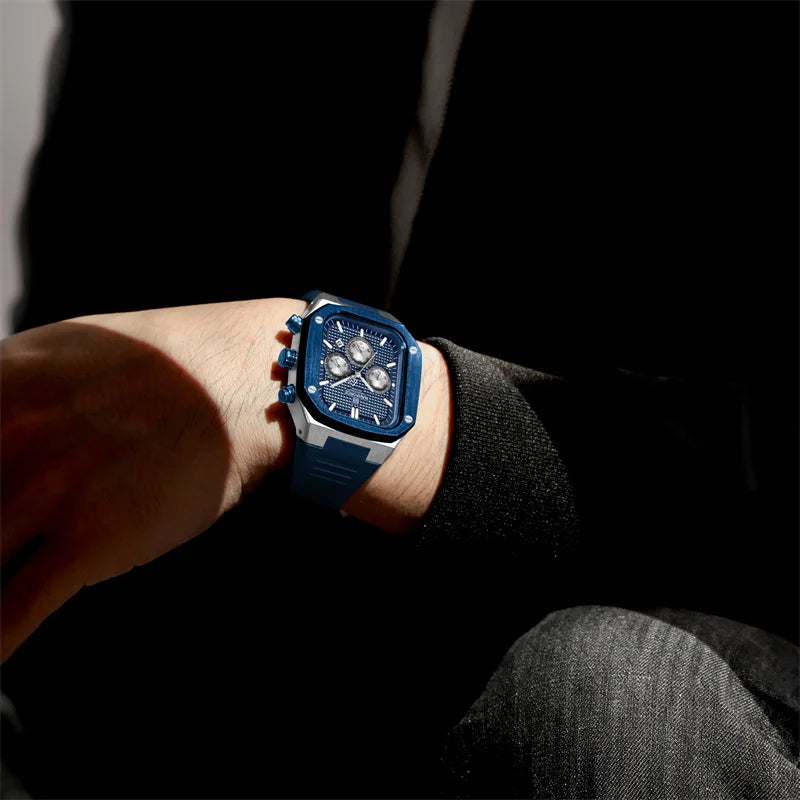 Men Watches Fashion Casual Waterproof Date Quartz Wristwatches Silicone Strap Luminous Watch