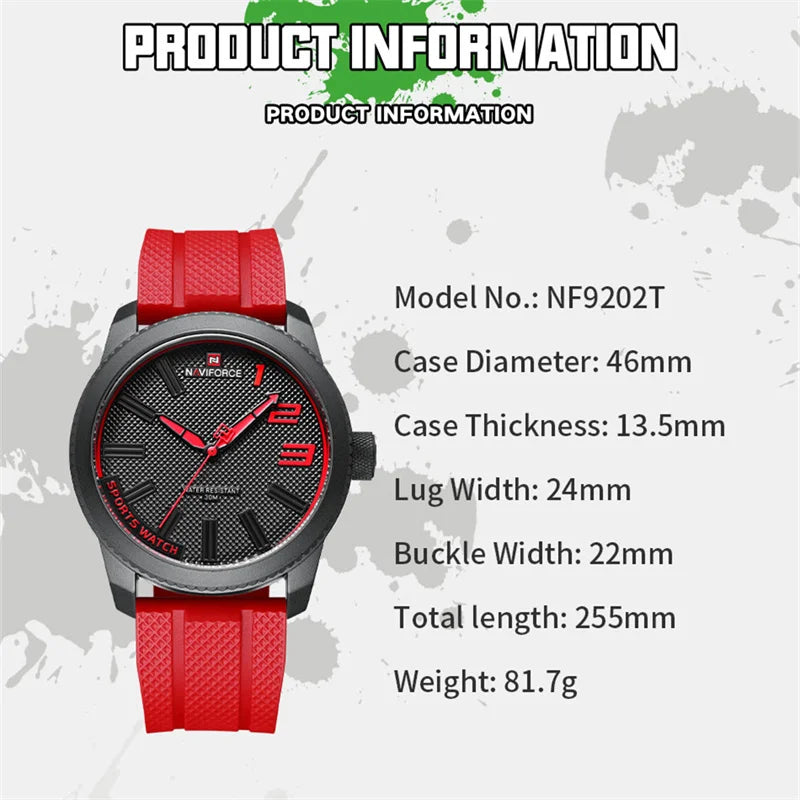 Silicone Strap Mens Watches Waterproof Sport Quartz Military Watch Men Watch