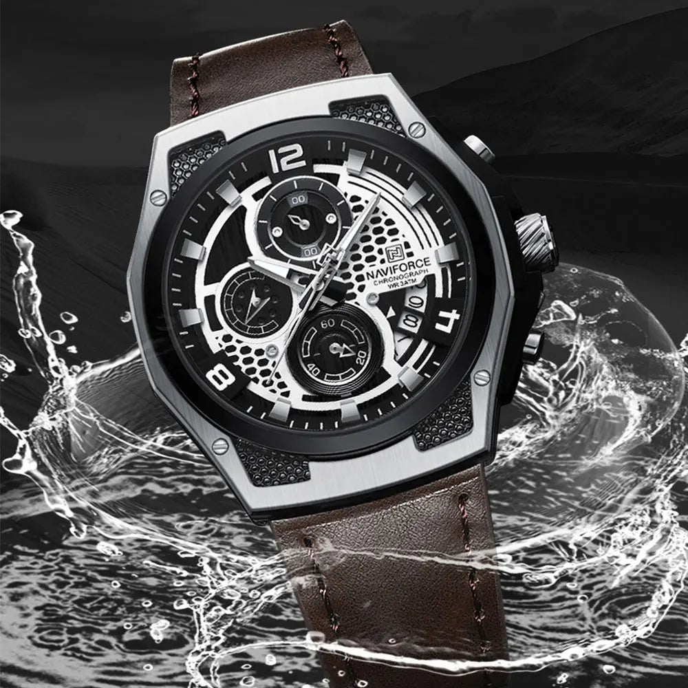 Men Watch Fashion Military Sports Style Men's Wristwatch Waterproof Luminous Leather Calendar Quartz Man