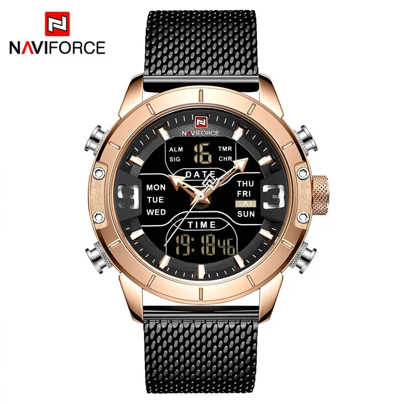 Men Watch TMan Military Sport Quartz Wrist Watches Stainless Steel LED Digital Watch