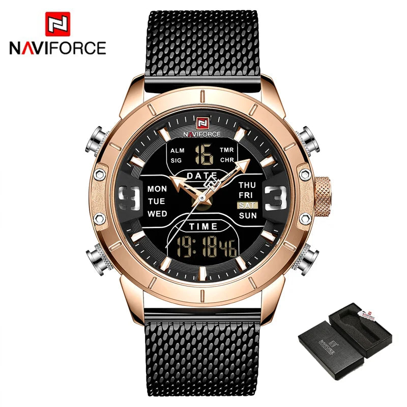 Men Watch TMan Military Sport Quartz Wrist Watches Stainless Steel LED Digital Watch