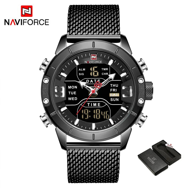 Men Watch TMan Military Sport Quartz Wrist Watches Stainless Steel LED Digital Watch