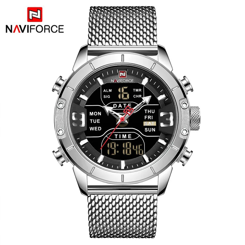 Men Watch TMan Military Sport Quartz Wrist Watches Stainless Steel LED Digital Watch