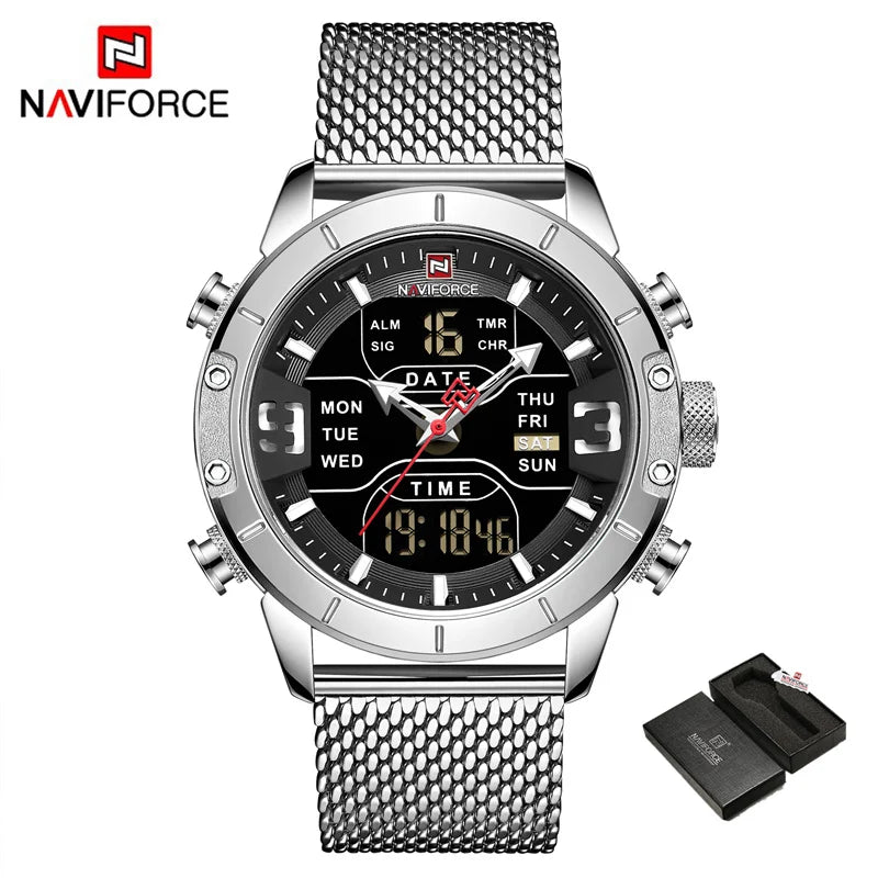 Men Watch TMan Military Sport Quartz Wrist Watches Stainless Steel LED Digital Watch