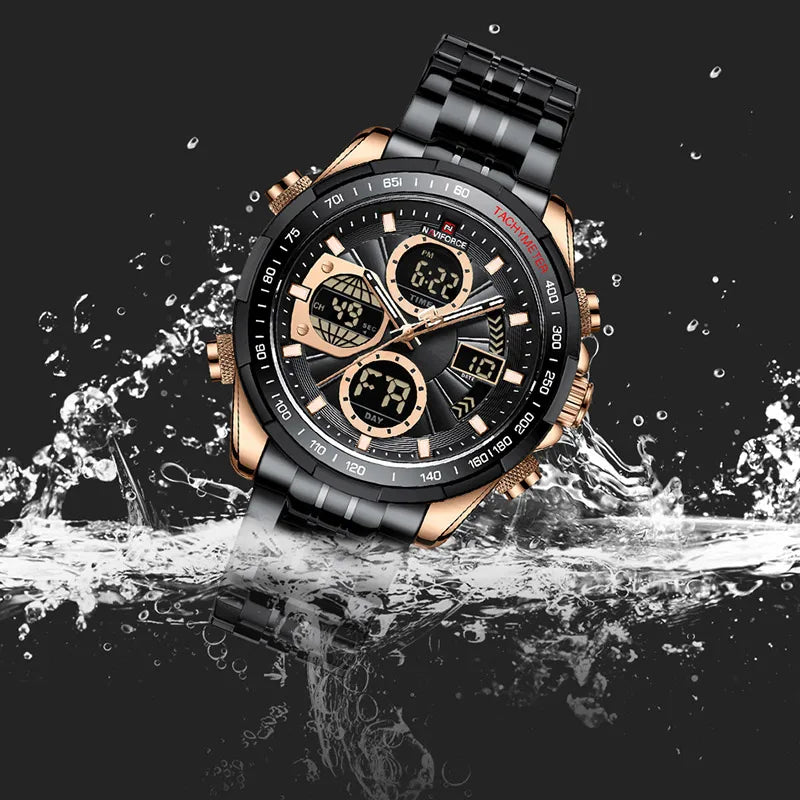 Men's Business Watches Waterproof Wristwatch Analog Digital Chronograph Quartz Calendar Watch