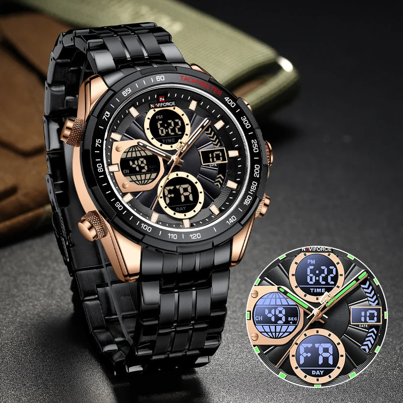 Men's Business Watches Waterproof Wristwatch Analog Digital Chronograph Quartz Calendar Watch