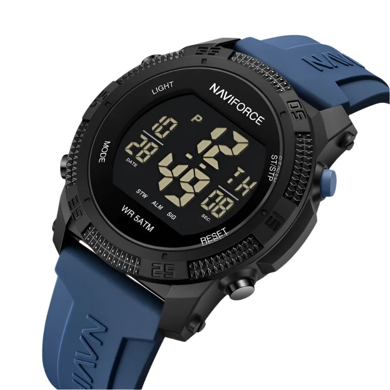 Men's Electronic Watch Fashion 5ATM Waterproof Silicone Strap Calendar Male LCD Digital Wristwatch