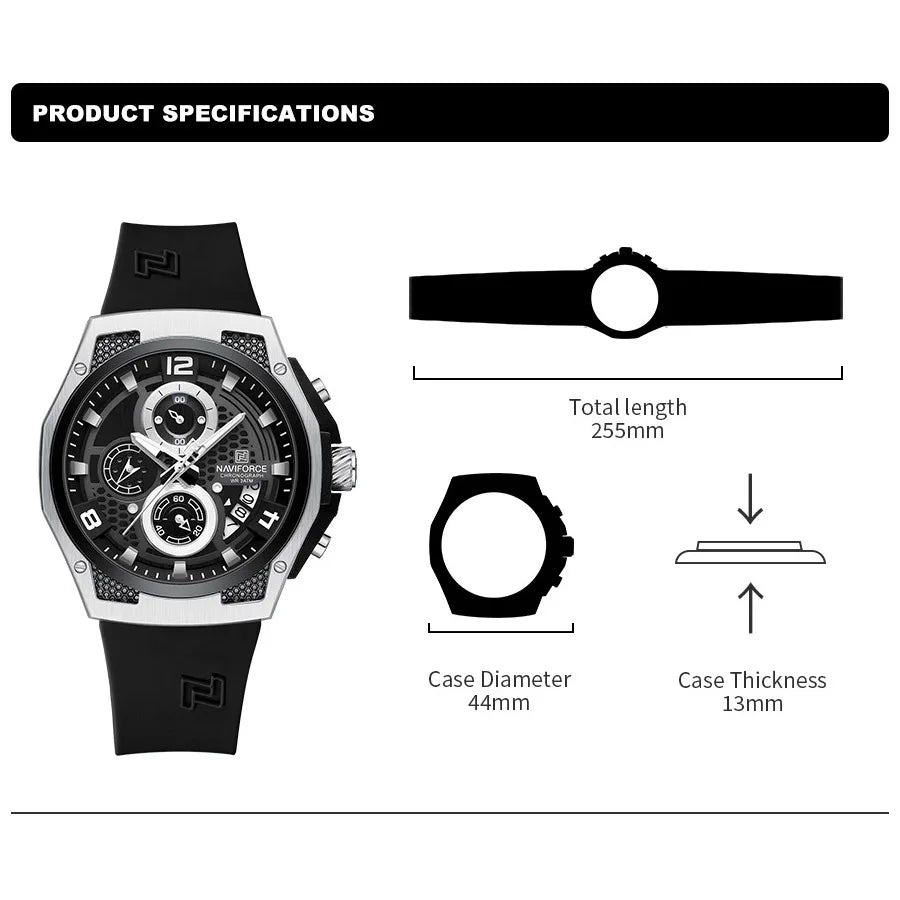 Men's Wristwatch Silicone Strap Casual Sport Luminous Water Resistant Male Quartz Watch