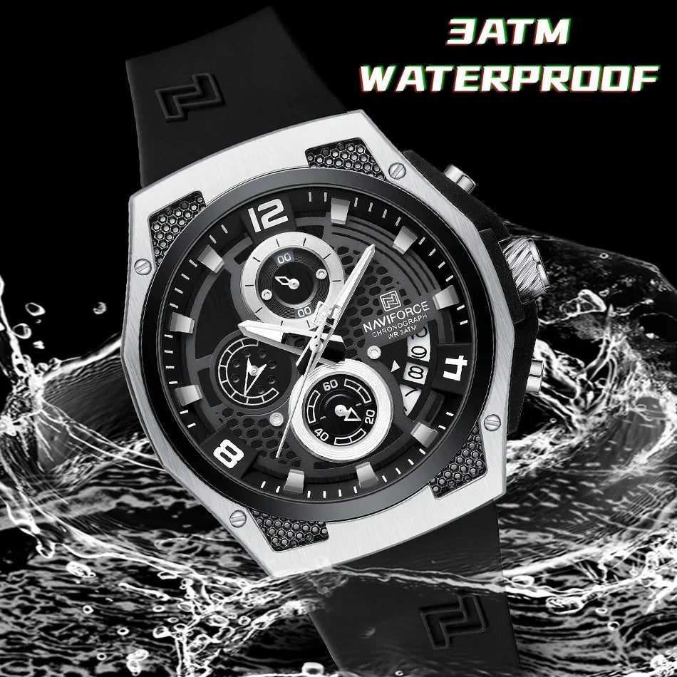 Men's Wristwatch Silicone Strap Casual Sport Luminous Water Resistant Male Quartz Watch