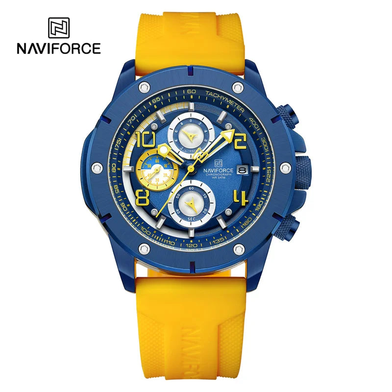 Men's Quartz Watch Sports Waterproof Chronograph Male Wristwatches Business Luminous Date Silicone Strap Watch