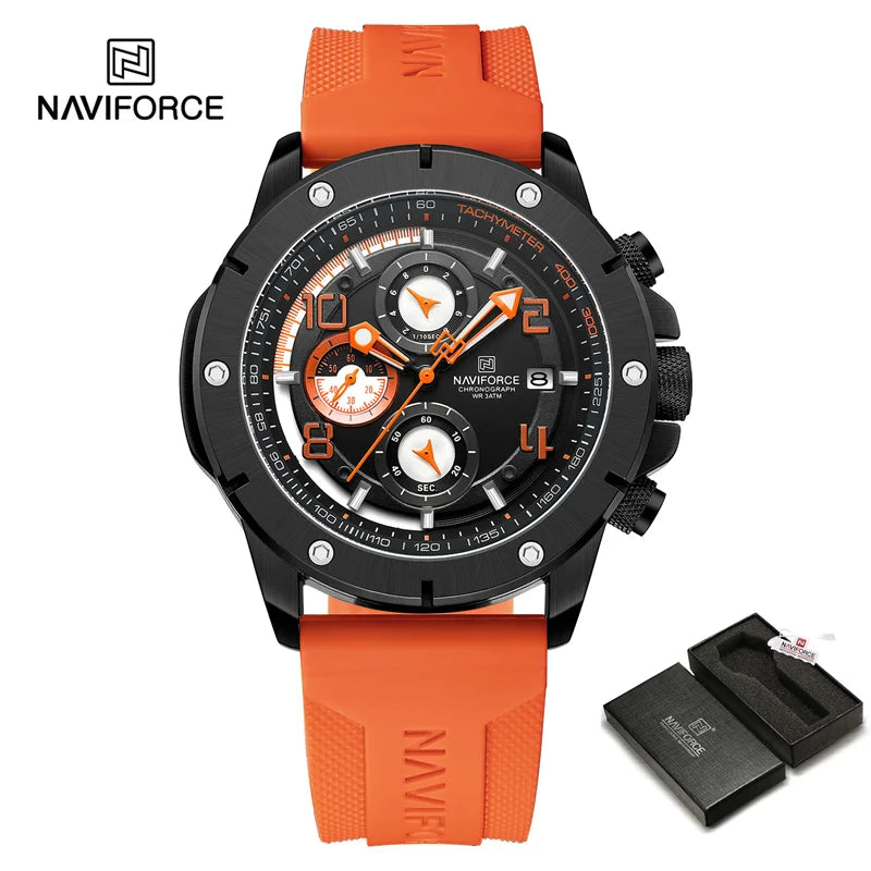 Men's Quartz Watch Sports Waterproof Chronograph Male Wristwatches Business Luminous Date Silicone Strap Watch