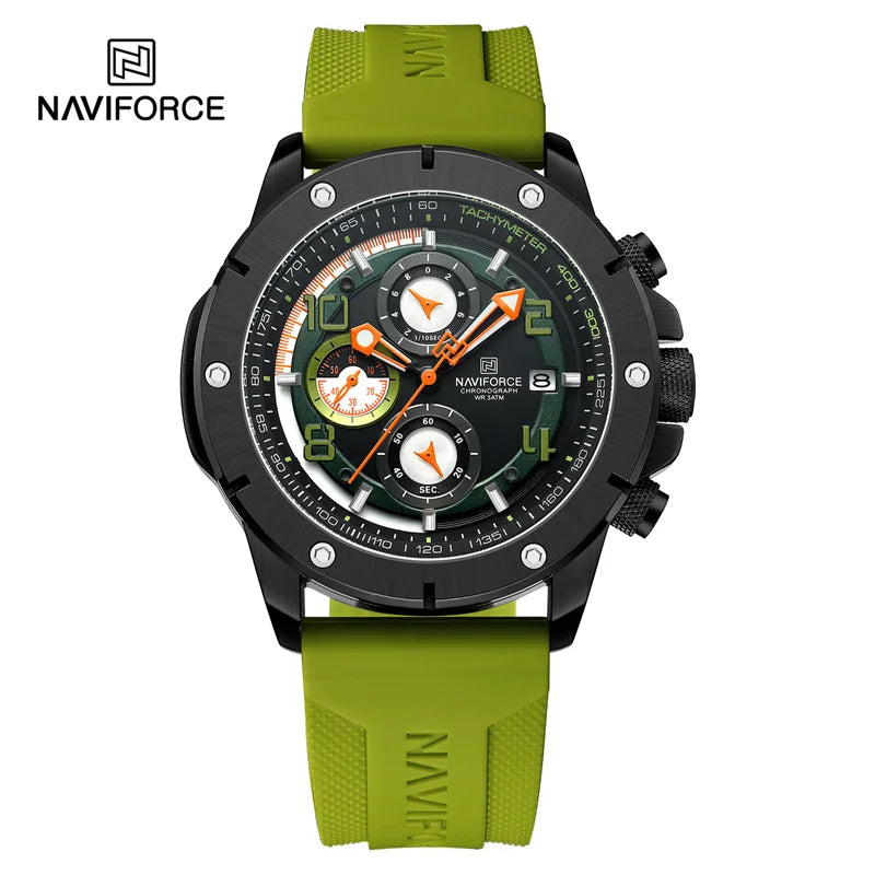 Men's Quartz Watch Sports Waterproof Chronograph Male Wristwatches Business Luminous Date Silicone Strap Watch