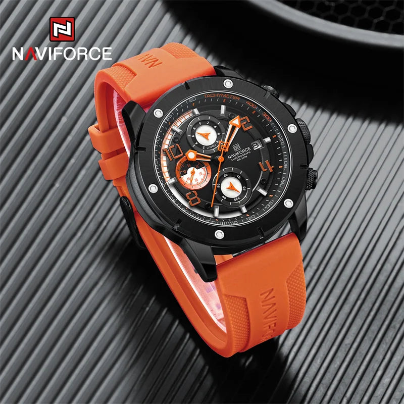 Men's Quartz Watch Sports Waterproof Chronograph Male Wristwatches Business Luminous Date Silicone Strap Watch