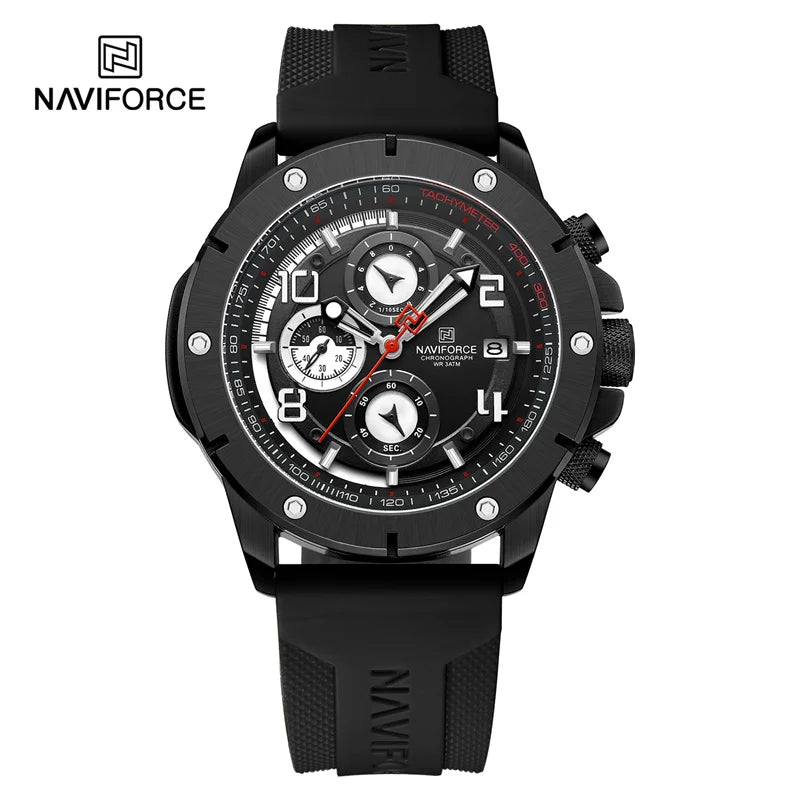 Men's Quartz Watch Sports Waterproof Chronograph Male Wristwatches Business Luminous Date Silicone Strap Watch