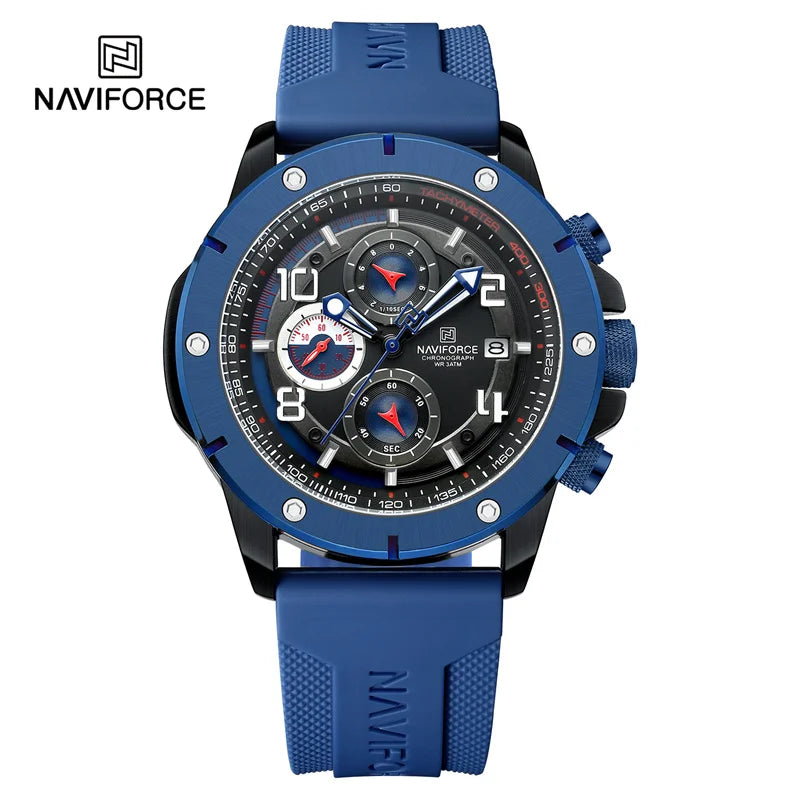 Men's Quartz Watch Sports Waterproof Chronograph Male Wristwatches Business Luminous Date Silicone Strap Watch