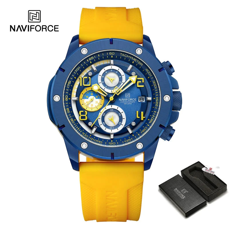 Men's Quartz Watch Sports Waterproof Chronograph Male Wristwatches Business Luminous Date Silicone Strap Watch