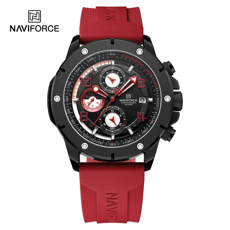 Men's Quartz Watch Sports Waterproof Chronograph Male Wristwatches Business Luminous Date Silicone Strap Watch