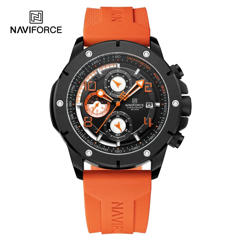 Men's Quartz Watch Sports Waterproof Chronograph Male Wristwatches Business Luminous Date Silicone Strap Watch