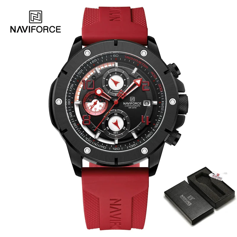 Men's Quartz Watch Sports Waterproof Chronograph Male Wristwatches Business Luminous Date Silicone Strap Watch