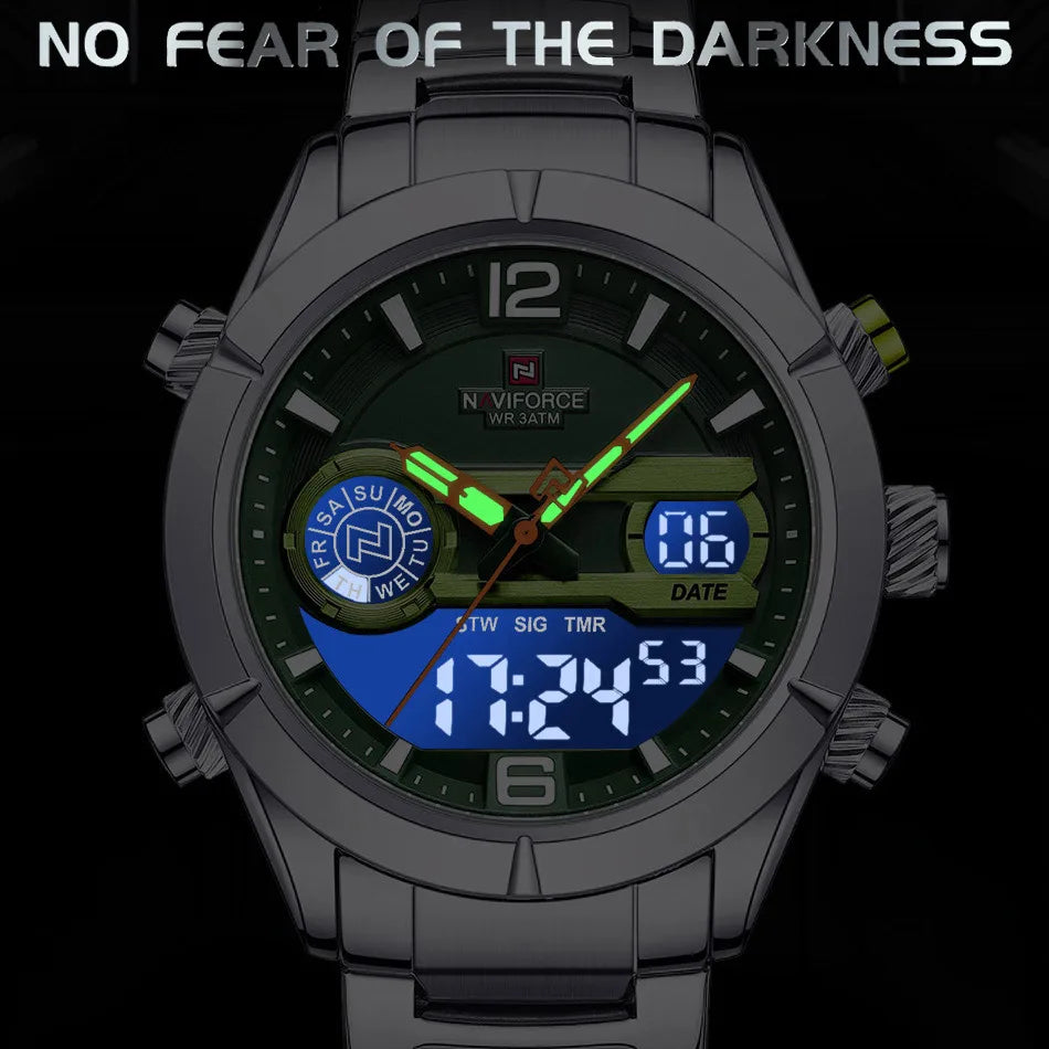 Men's Quartz Watches Sports Digital Men Watch Military Stainless Steel Waterproof Wristwatches