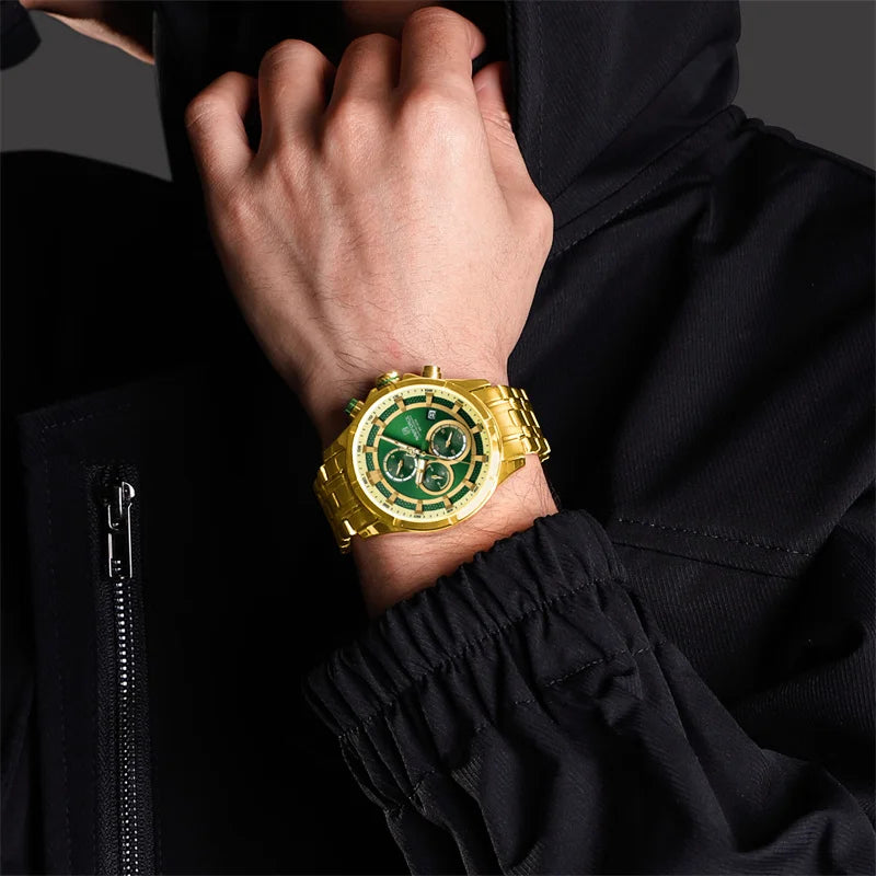 Men's Watch Business Luminous Waterproof Stainless Steel Strap Chronograph Quartz Wristwatch