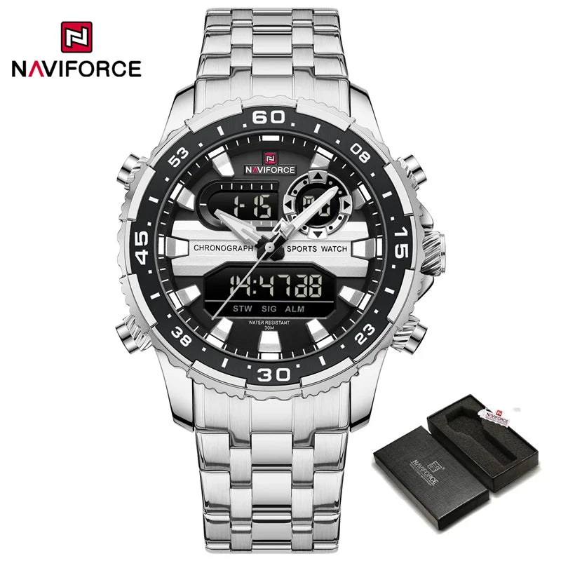 Men's Watch Luxury Waterproof Sport Chronograph Quartz Wristwatches Digital Date and Week Watch