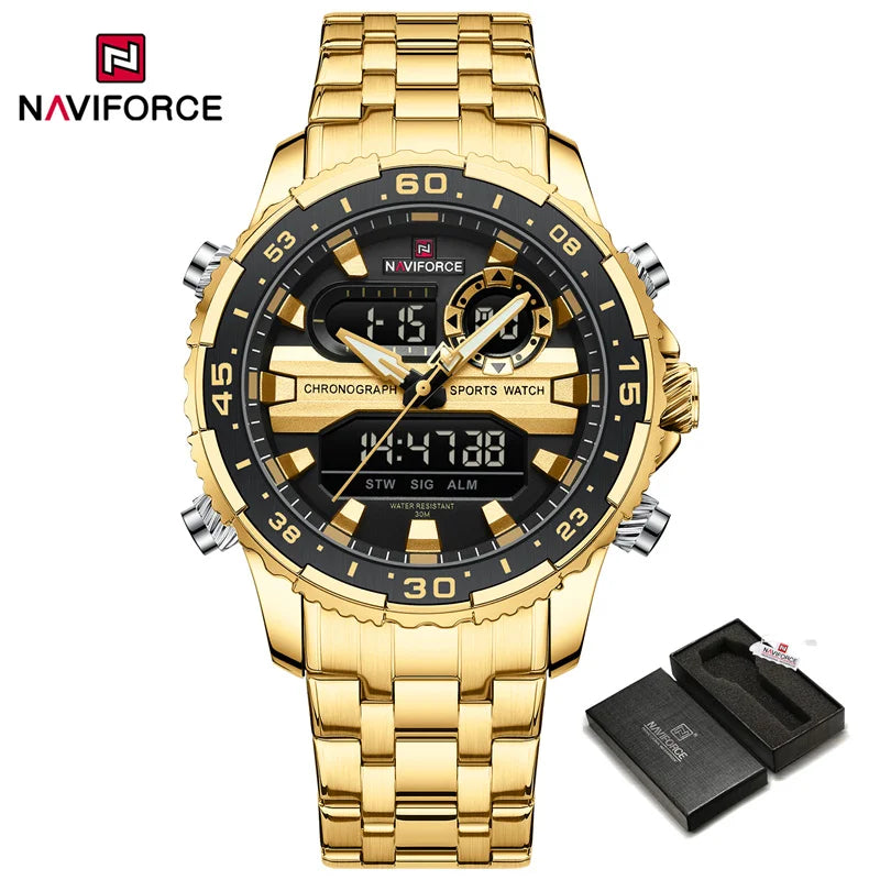 Men's Watch Luxury Waterproof Sport Chronograph Quartz Wristwatches Digital Date and Week Watch