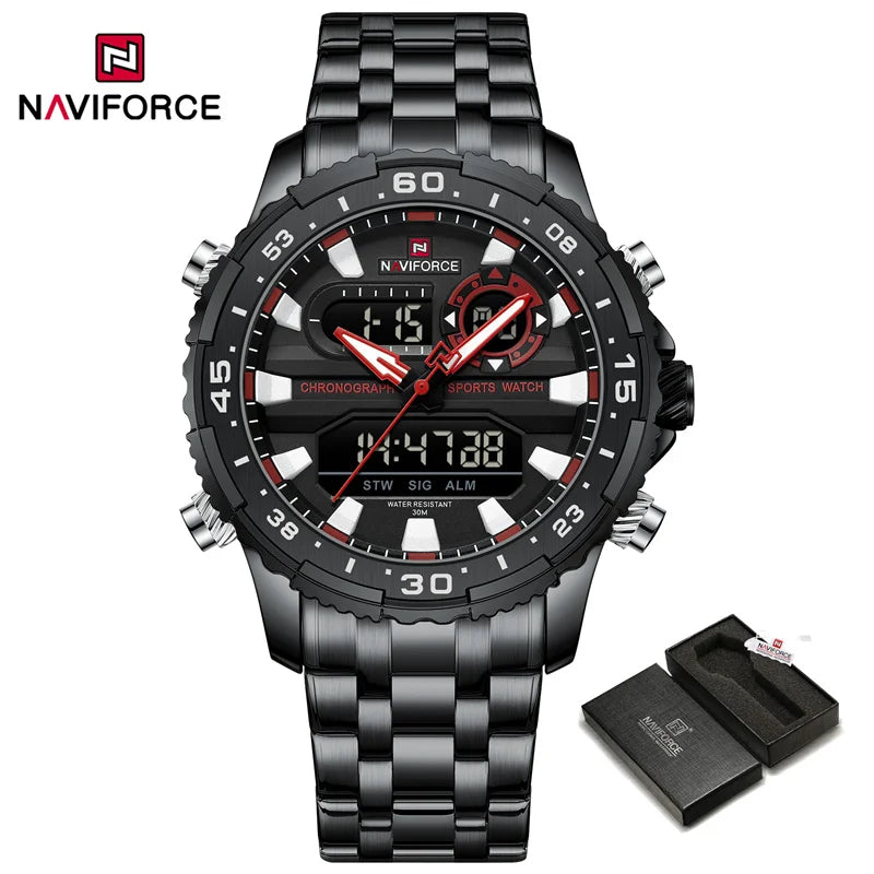 Men's Watch Luxury Waterproof Sport Chronograph Quartz Wristwatches Digital Date and Week Watch