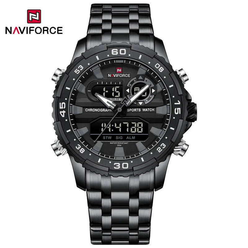 Men's Watch Luxury Waterproof Sport Chronograph Quartz Wristwatches Digital Date and Week Watch