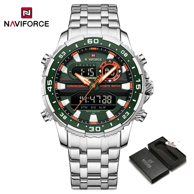 Men's Watch Luxury Waterproof Sport Chronograph Quartz Wristwatches Digital Date and Week Watch