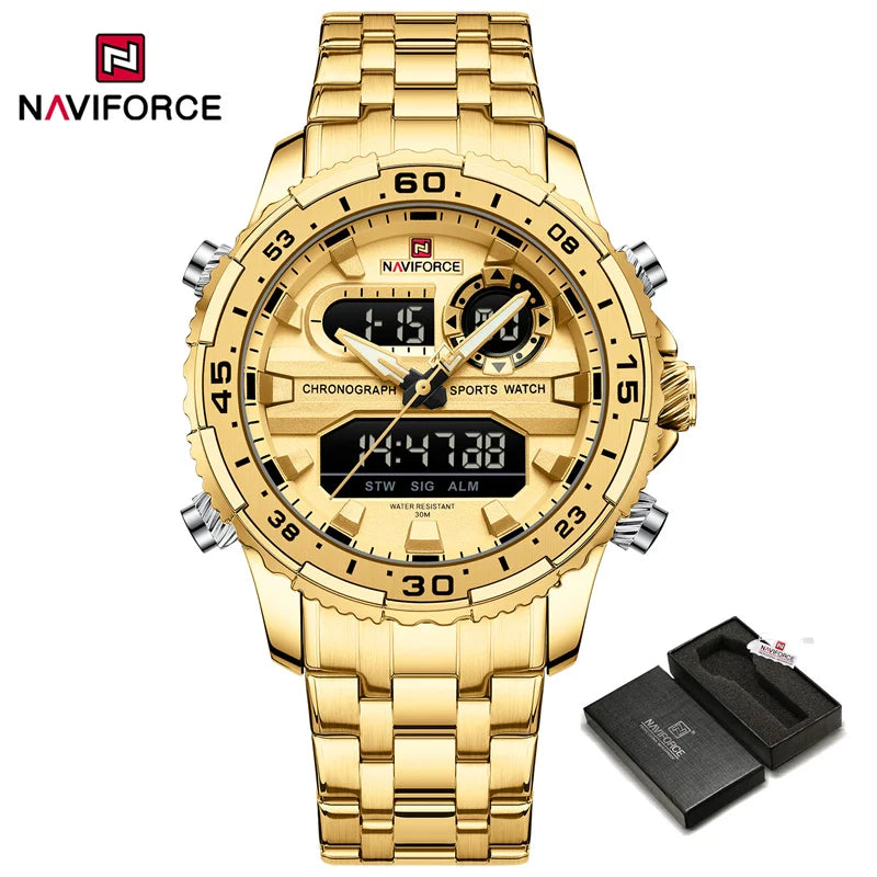 Men's Watch Luxury Waterproof Sport Chronograph Quartz Wristwatches Digital Date and Week Watch