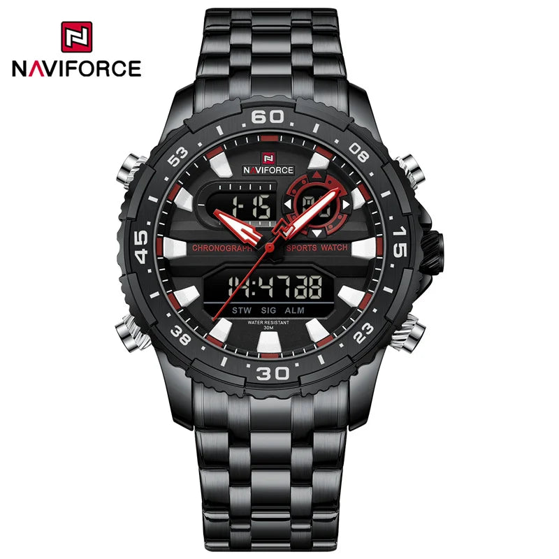 Men's Watch Luxury Waterproof Sport Chronograph Quartz Wristwatches Digital Date and Week Watch