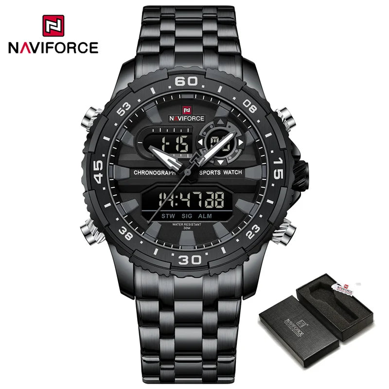 Men's Watch Luxury Waterproof Sport Chronograph Quartz Wristwatches Digital Date and Week Watch