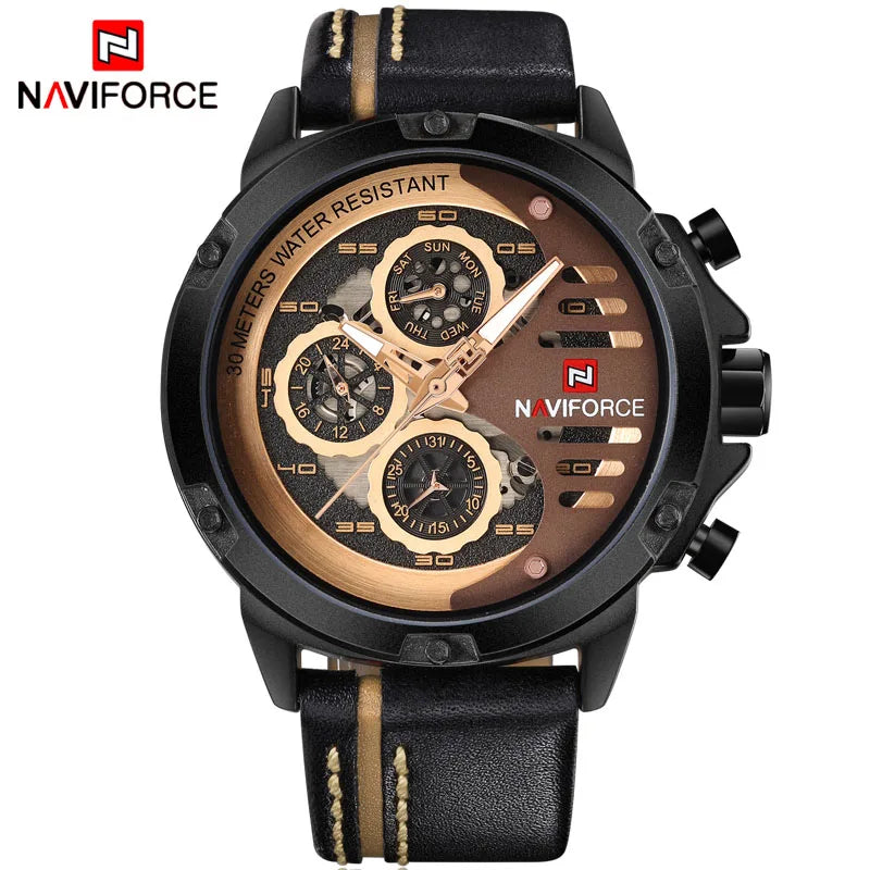 Mens Watches  Waterproof 24 Hour Date Quartz Watch Man Leather Sport Wrist Watch Men Waterproof Watch