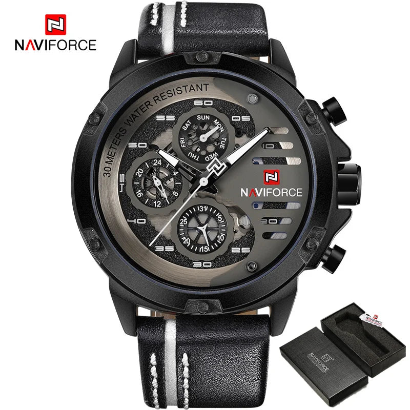 Mens Watches  Waterproof 24 Hour Date Quartz Watch Man Leather Sport Wrist Watch Men Waterproof Watch