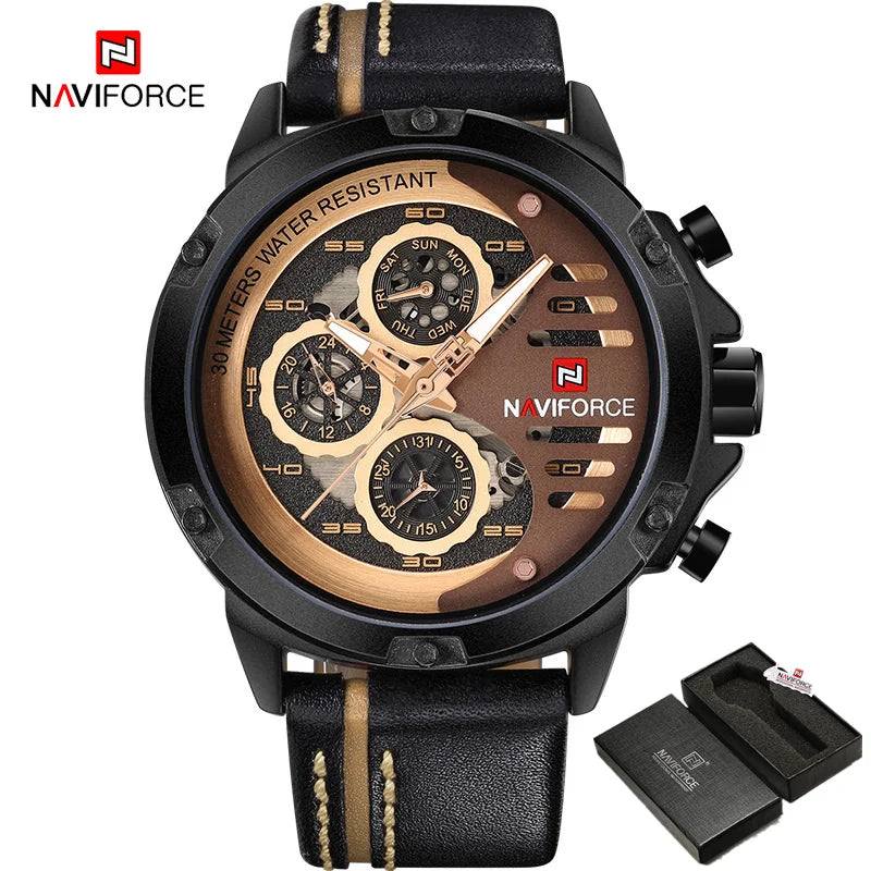 Mens Watches  Waterproof 24 Hour Date Quartz Watch Man Leather Sport Wrist Watch Men Waterproof Watch