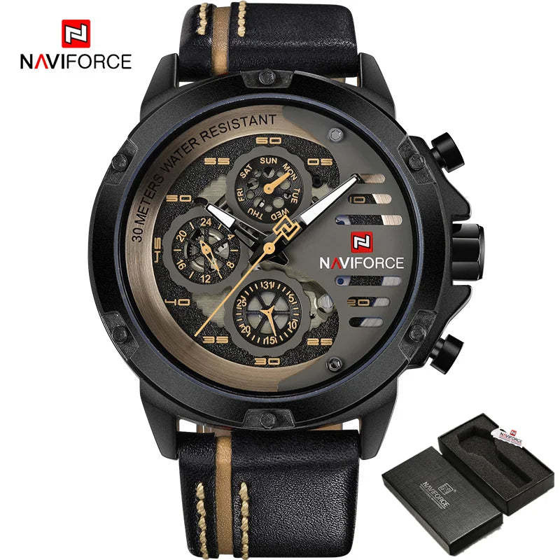 Mens Watches  Waterproof 24 Hour Date Quartz Watch Man Leather Sport Wrist Watch Men Waterproof Watch