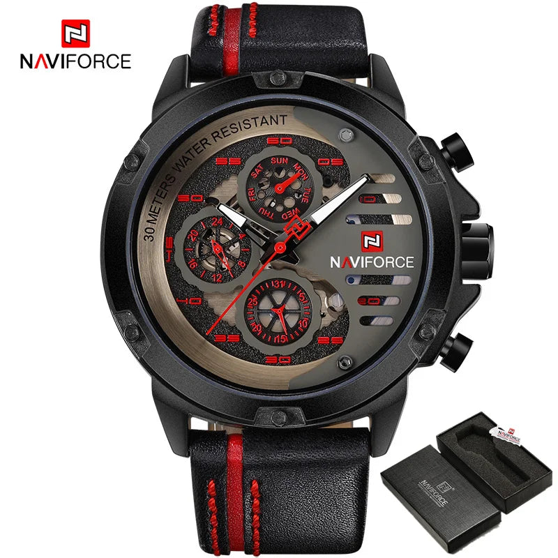 Mens Watches  Waterproof 24 Hour Date Quartz Watch Man Leather Sport Wrist Watch Men Waterproof Watch