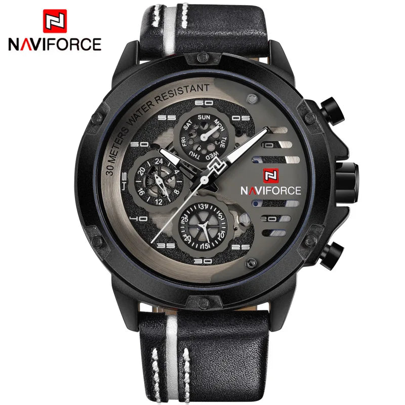 Mens Watches  Waterproof 24 Hour Date Quartz Watch Man Leather Sport Wrist Watch Men Waterproof Watch