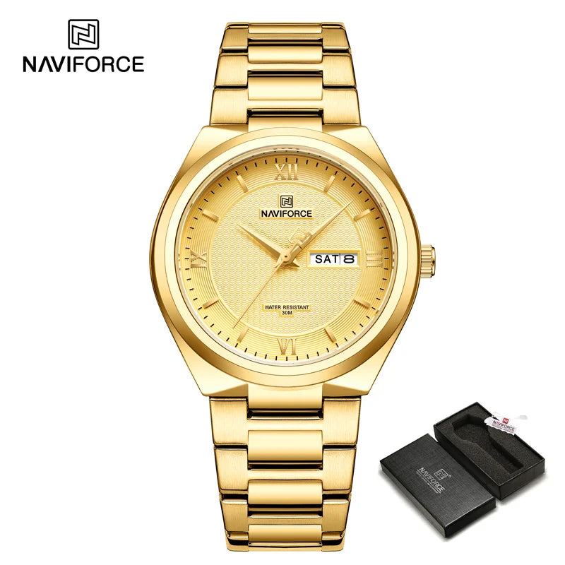 New High Quality Men' Watch Fashion Casual Stainless Steel Strap Date Week Waterproof Quartz Male Wristwatches