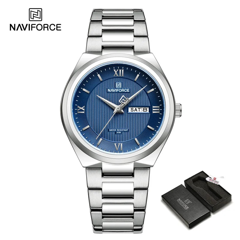 New High Quality Men' Watch Fashion Casual Stainless Steel Strap Date Week Waterproof Quartz Male Wristwatches