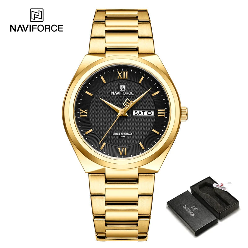 New High Quality Men' Watch Fashion Casual Stainless Steel Strap Date Week Waterproof Quartz Male Wristwatches