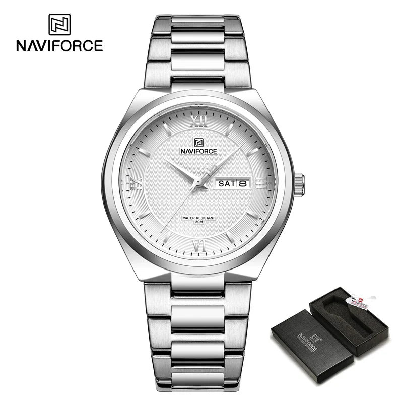 New High Quality Men' Watch Fashion Casual Stainless Steel Strap Date Week Waterproof Quartz Male Wristwatches