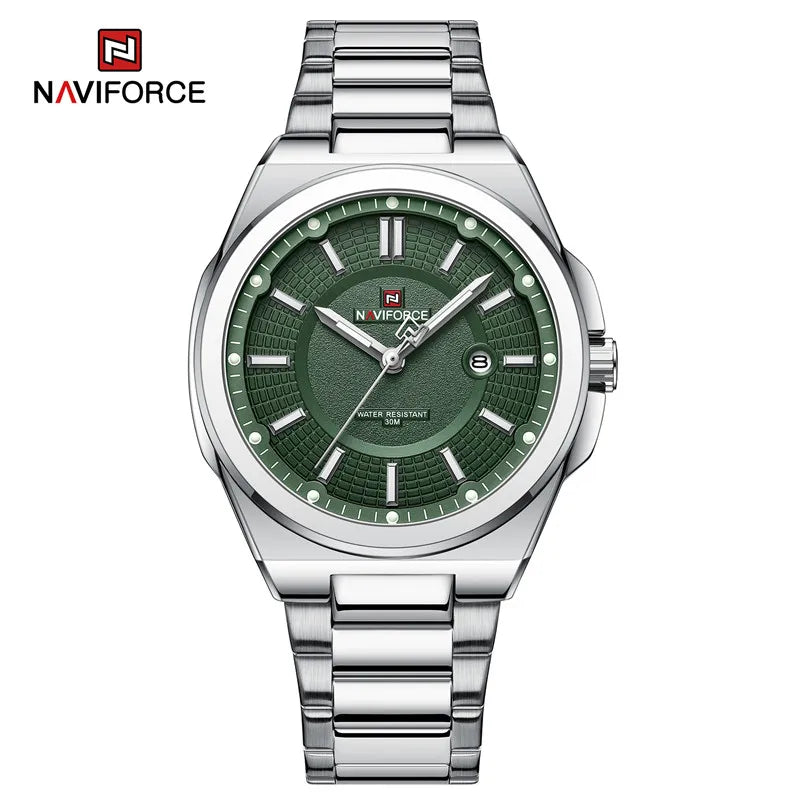 New Men's Watch Stainless Steel Strap Military Casual Wrist Watches Male Business Waterproof Quartz Calendar Watch